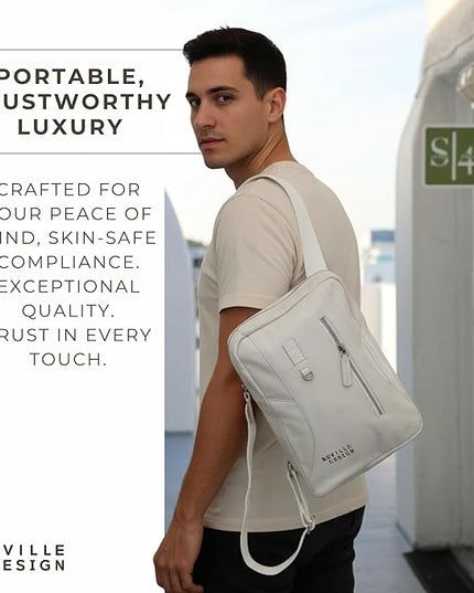 Full Grain Leather Backpack – Water-Resistant, Padded Laptop Compartment, Adjustable Straps, 16L Capacity, Slim Design, Leather Backpack for Men and Women - Cloud White