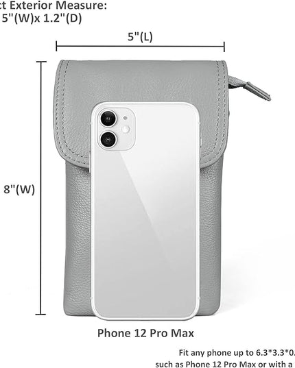 befen Genuine Leather Small Crossbody Bags for Women Cell Phone Bag Cross Body Purses,Silver Zipper