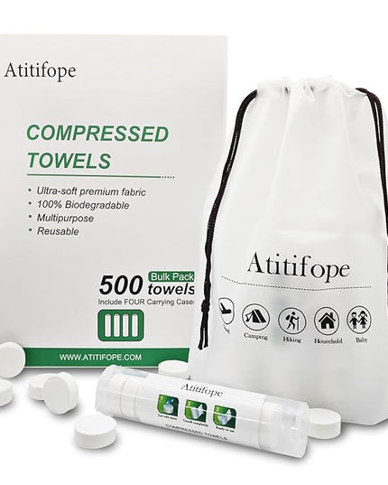 Compressed Towel Camping Hiking Travel Reusable Clean Towels Coin Tissues Bulk Pack 500Count