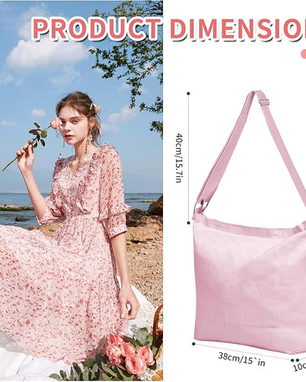 Women's blank large Size Canvas Crossbody Tote Handbags Shoulder Bag
