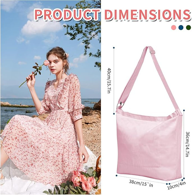 Women's blank large Size Canvas Crossbody Tote Handbags Shoulder Bag