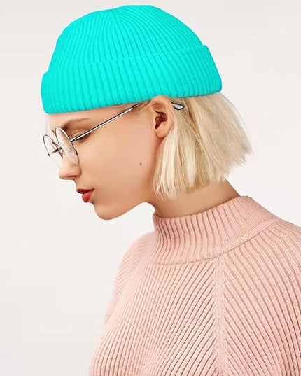 ROYBENS Swag Wool Knit Cuff Short Fisherman Beanie for Men Women, Winter Warm Hats