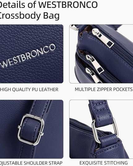 WESTBRONCO Crossbody Bags for Women, Medium Size Shoulder Handbags, Satchel Purse with Multi Zipper Pocket
