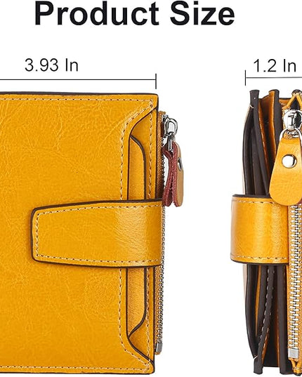 Lavemi Small Compact Women Wallet RFID Blocking Genuine Leather Bifold Purse with ID Windows
