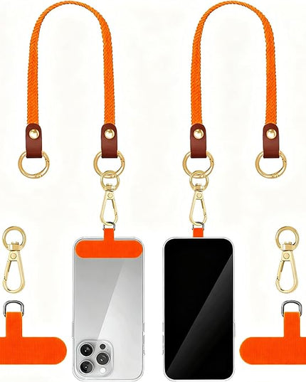 Stretchy Phone Lanyard Tether, 2 Pack Phone Leash Anti-theft Phone Strap for Anti-drop Outdoor Hiking Cycling Climbing Universal for Most Cell Phones, Orange