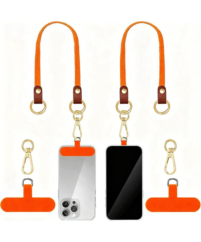Stretchy Phone Lanyard Tether, 2 Pack Phone Leash Anti-theft Phone Strap for Anti-drop Outdoor Hiking Cycling Climbing Universal for Most Cell Phones, Orange