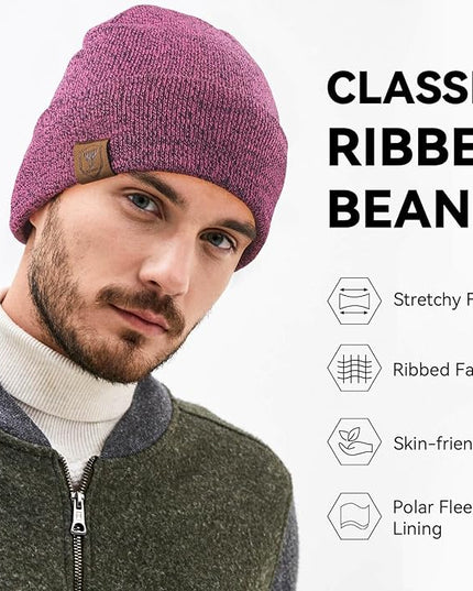 OZERO Winter Beanie Daily Hat - Thermal Polar Fleece Ski Stocking Skull Cap for Men and Women