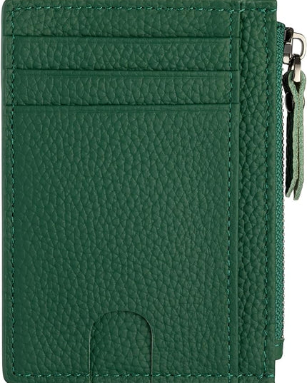 ilovever Slim Wallet for Women Small Leather RFID Blocking Credit Card Holder Minimalist Wallet with Coin Purses & Pouches,Deep Green