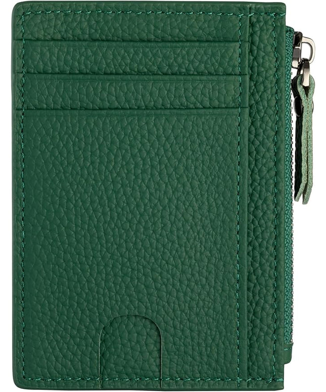 ilovever Slim Wallet for Women Small Leather RFID Blocking Credit Card Holder Minimalist Wallet with Coin Purses & Pouches,Deep Green