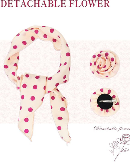 Chiffon Scarf for Women, Removable Flower Neck Scarf Light Soft Fashion Rose Scarves Versatile Headband or Hair Band