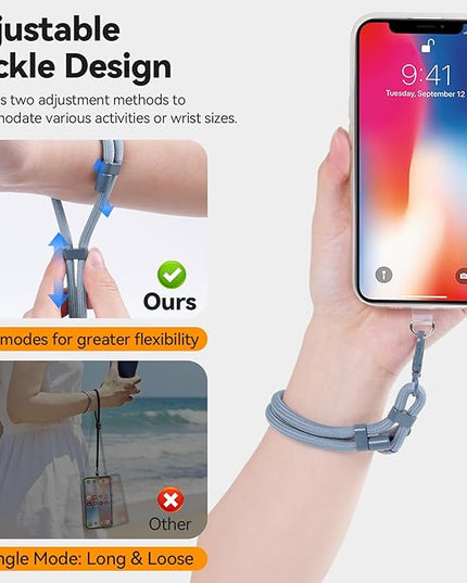 Phone Wrist Strap with 2 Phone Tether Tab, 2 Pack Adjustable Anti-Theft Cell Phone Lanyard for Travel & Outdoors