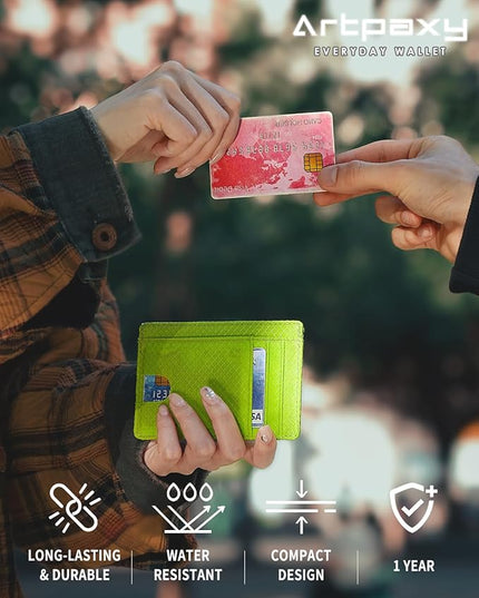 Artpaxy Slim Wallet for Men & Women, Minimalist Front Pocket Card Holder for Travel, RFID Blocking, Water Resistant Nylon Wallet for ID & Cash & Credit Card