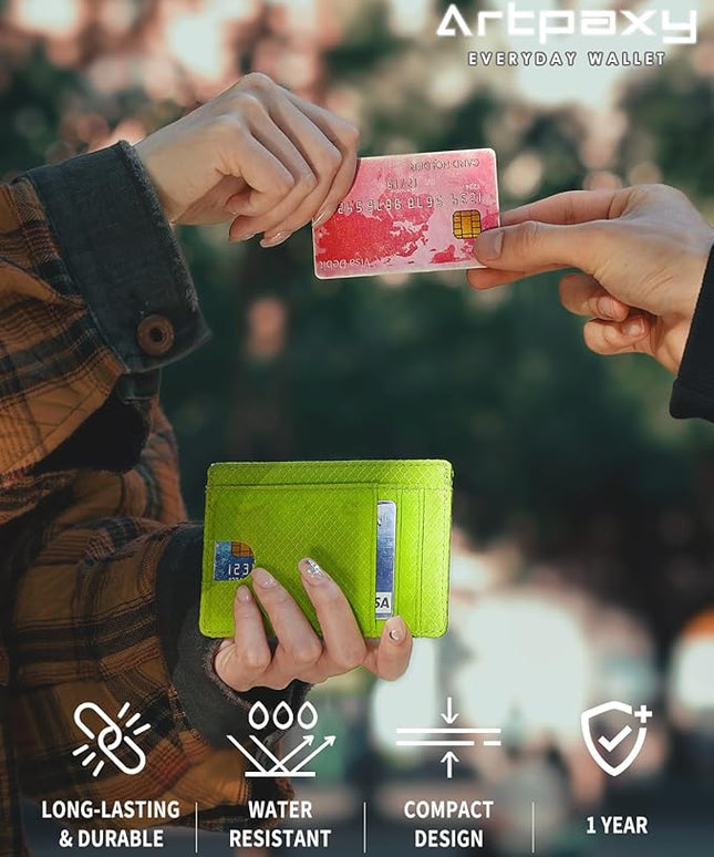 Artpaxy Slim Wallet for Men & Women, Minimalist Front Pocket Card Holder for Travel, RFID Blocking, Water Resistant Nylon Wallet for ID & Cash & Credit Card