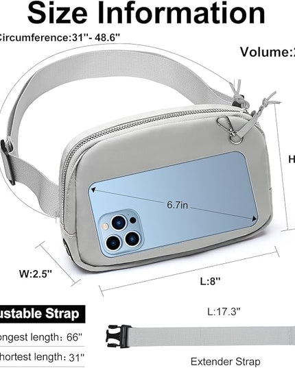 Mini Belt Bag for Women, RFID Small Fanny Pack, Womens Fashion Waist Packs with Extender Strap, Crossbody Bum Bags