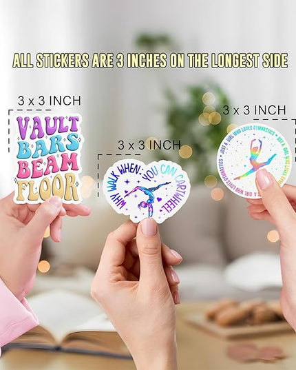 16PCS Gymnastics Stickers for Girls Kids, Gymnastics Stickers for Water Bottles Scrapbook Poster Board, Gymnastics Vinyl Stickers Waterproof Favors for Party