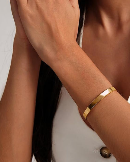 18K Gold Plated Bracelets for Women Dainty Gold Bangle Cuff Bracelets Non Tarnish Love Friendship Jewelry Gifts