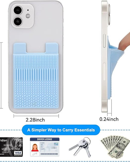 Textured Phone Wallet Stick On, 5 Pack Sensory Card Holder for Back of Phone Case, Stress Relief for Anxiety Autism ADHD, Silicone Adhesive Pocket for Cards Cash, Fidget Toys for Work, School, Travel