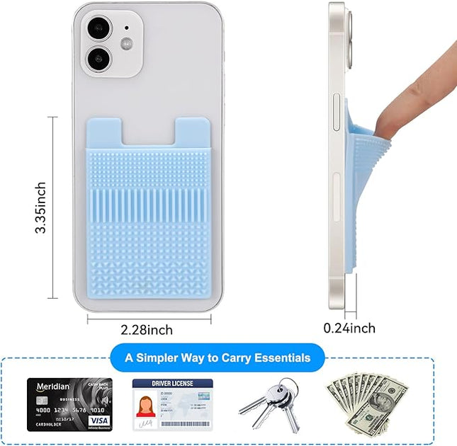 Textured Phone Wallet Stick On, 5 Pack Sensory Card Holder for Back of Phone Case, Stress Relief for Anxiety Autism ADHD, Silicone Adhesive Pocket for Cards Cash, Fidget Toys for Work, School, Travel