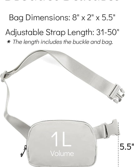 YOSHUYUKI Fanny Pack Crossbody Bag Trendy Waterproof Small Sling Cross Body Purse for Women Men Fashion Waist Packs Mini Belt Pouch Chest Bum Hip Bag Lulu Dupes for Travel Vacation Running Ash