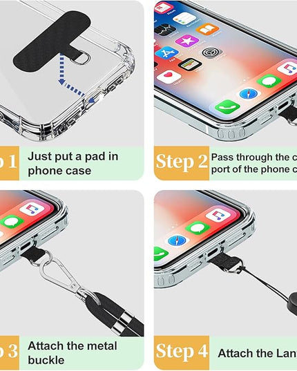 SHANSHUI Phone Lanyard, 2 Pack Wrist Straps 1 Pack Crossbody Nylon Cell Phone Lanyard and 2Pack Tether Pads Compatible with iPhone & All Smartphones in Full Cover Cases