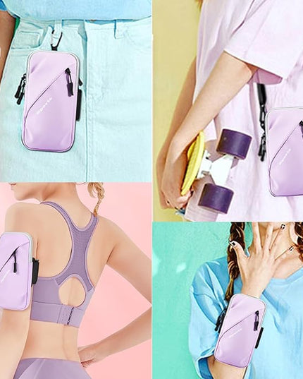 Cell Phone Holder for Walking, Running, Arm Band for Phone, Cell Phone Purse, Cross Body Phone Bag, Phone Holster, Cell Phone Carrier for Men Women, Phone Pouch (Purple)