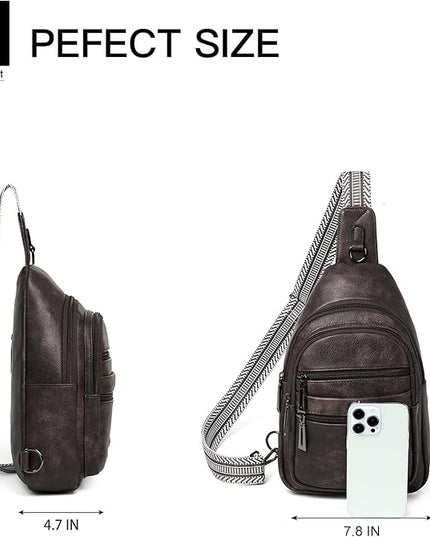 Sling Bag for Women Crossbody Fanny Pack Sling Purse Backpack Vegan Leather Travel Cross Over Shoulder Bag Coffee