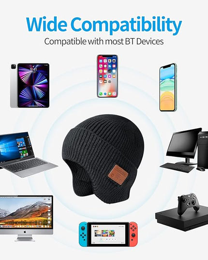 Bluetooth Beanie for Men Women, HD Stereo Sound Beanie with Headphones, Unique Tech Gifts for Men Husband Him Teen
