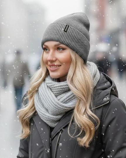 Zylioo Oversize Beanie Hats, XXL Big Size Ribbed Knit Cuffed Winter Hat for Cold Weather, Warm Skull Watch Cap