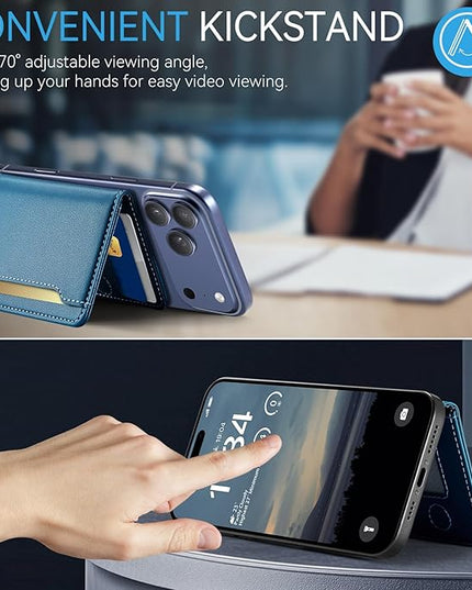 Vinich for MagSafe Wallet Magnetic RFID Blocking Card Holder Compatible with MagSafe Phones and Cases, Strong Magnet Minimalist Phone Wallet for iPhone 17/16/15/14/13/12/ Pro/Max/Plus, Blue