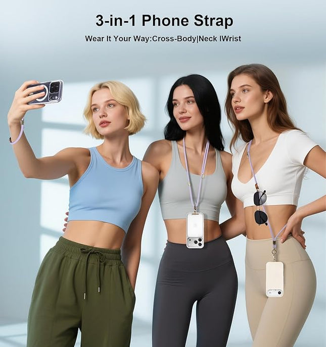 memumi 3-in-1 360° Rotating Adjustable Phone Lanyard Crossbody, Anti-Theft Neck & Wrist Strap for iPhone 17Pro max/All Phones