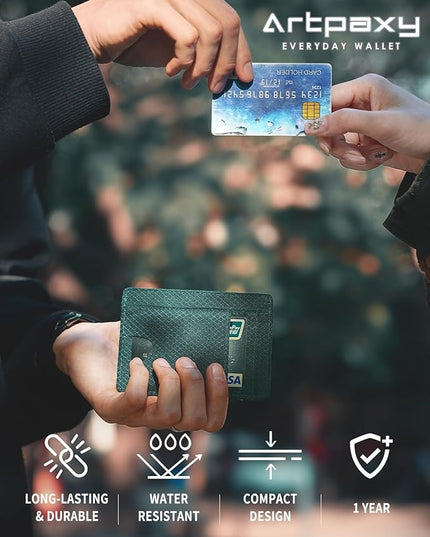 Artpaxy Slim Wallet for Men & Women, Minimalist Front Pocket Card Holder for Travel, RFID Blocking, Water Resistant Nylon Wallet for ID & Cash & Credit Card
