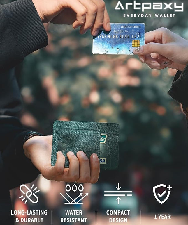 Artpaxy Slim Wallet for Men & Women, Minimalist Front Pocket Card Holder for Travel, RFID Blocking, Water Resistant Nylon Wallet for ID & Cash & Credit Card