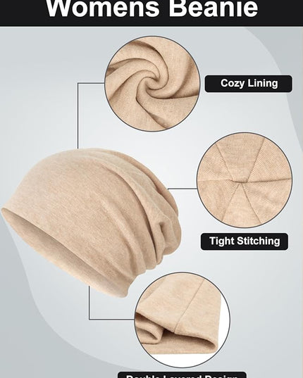 Senker Fashion Slouchy Beanie Hats for Women Men, Chemo Headwear Cotton Beanies Soft Lightweight Chemo Skull Cap Elastic
