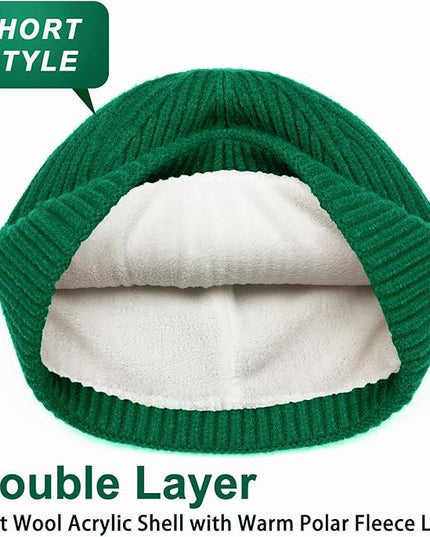ROYBENS Swag Wool Knit Cuff Short Fisherman Beanie for Men Women, Winter Warm Hats
