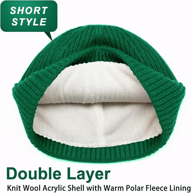 ROYBENS Swag Wool Knit Cuff Short Fisherman Beanie for Men Women, Winter Warm Hats