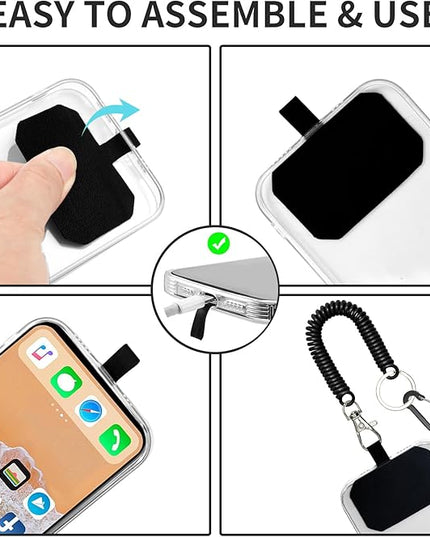 Phone Tether Lanyard Anti Theft Strap with Carabiner - Anti-Drop Outdoor Accessory for Skiing, Hiking, Cycling, Fishing & Climbing - Fit Most Cell Phones (Black+Black)
