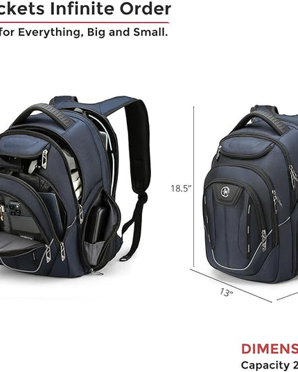 Swissdigital Design TSA Business Laptop Backpack For Men,Travel Backpack With USB Charging Port,College Tech Backpacks With RFID Pockets Presents For Men Fits 15.6 Inch Computer Blue | J16BT-12