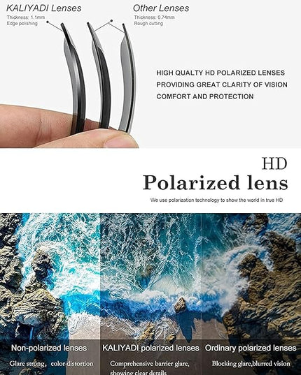 KALIYADI Polarized Sunglasses for Men and Women Semi-Rimless Frame Driving Sun glasses UV Blocking