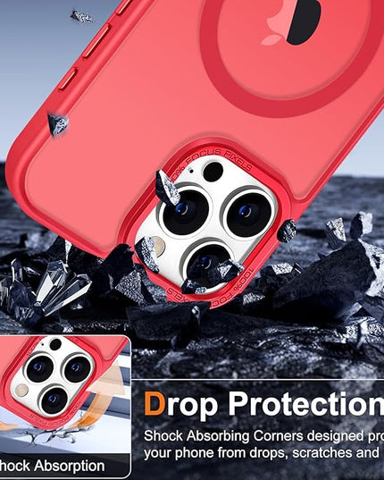 Hython Case for iPhone 15 Pro Case Magnetic Translucent Matte Phone Cases 6.1" [Compatible with MagSafe] Thin Slim Fit Shockproof Bumper Hard Protective Cover for Women Men Girls, Frosted Red