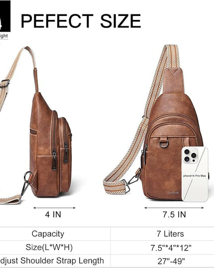 7L Sling Bag for Women Men Leather Small Sling Backpack Daypack Anti Theft Fanny Pack Crossbody Purse Travel