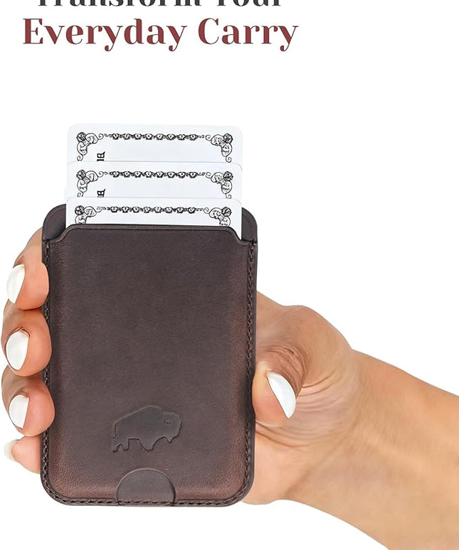 BLACKBROOK Leather Wallet for MagSafe, Duke Slim Full Grain Leather Card Holder, Holds up to 3 Cards, RFID Protection & Easy Access