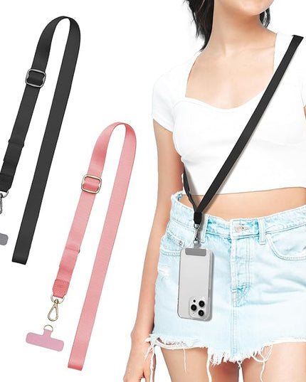 EKAX-Adjustable Anti-Theft Phone Lanyard Crossbody and Neck Strap with 2 Tether Tabs, Hands-Free Strap for Wallet, Keys,