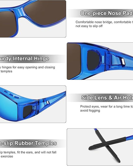 MEETSUN Fit Over Glasses Sunglasses for Men Women,Wrap Around Sunglasses Polarized UV400 Protection