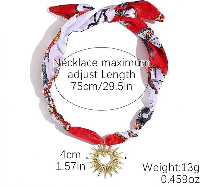HETICA Scarf Necklace for Women Silk Western Charm Necklaces Fashion Accessory Jewelry Gift