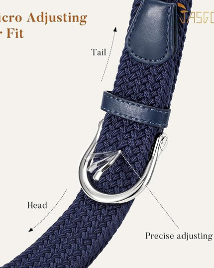 JASGOOD Women Elastic Braided Woven Belt Stretch Canvas Casual Belt 1.4'' for Golf Jeans Pants