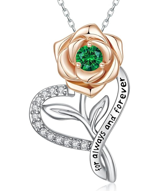 LAVALE Heart Birthstone Necklace for Women, Ideal Anniversary Birthday Gifts for Women Wife Girlfriend Her, Amazing Valentine's day Gift for Mom Women