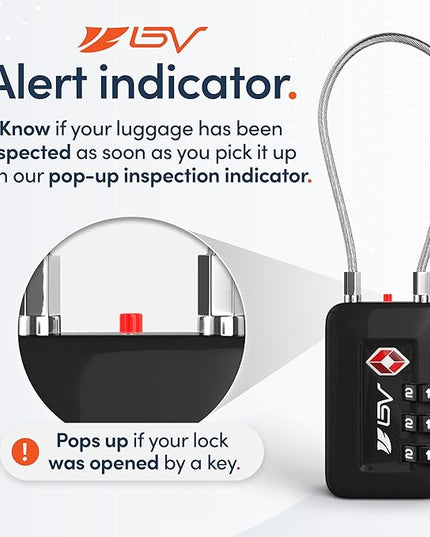 TSA Accepted Luggage Travel Lock, Set-Your-Own Combination Lock for School Gym Locker, Luggage Suitcase Baggage Locks, Filing Cabinets, Toolbox, Case (Black, 2 Pack)