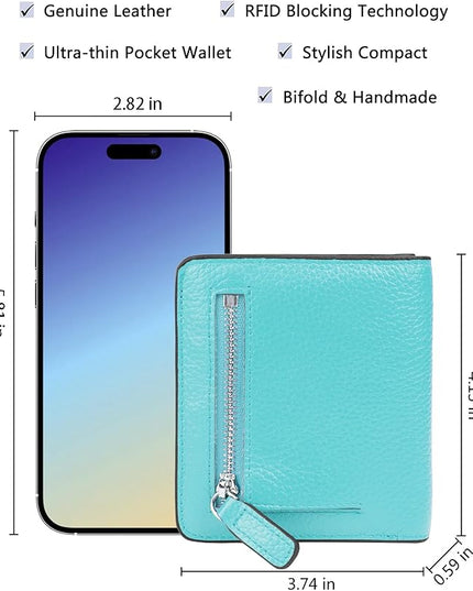 AINIMOER Small Leather Wallet for Women, Ladies Credit Card Holder RFID Blocking Women's Mini Bifold Pocket Purse
