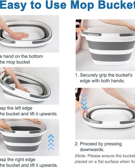 28L Large Collapsible Mop Bucket with Handle for Cleaning, Silicone Portable Pet Bathtub for Puppy Small Dogs Cats, Foldable Laundry Basket Hamper Clothes Storage Bin Space Saving Design for RV Home