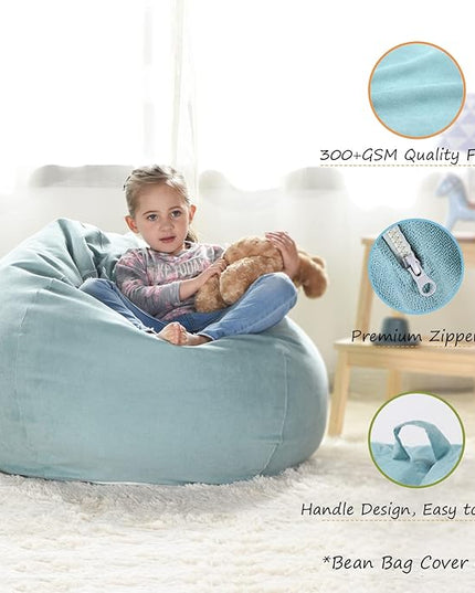 YuppieLife Stuffed Animals Bean Bag Chair Cover Candy-Colored Bean Bag（Just Cover, No Filling）/Extra Large Stuff 'n Sit Organization/Toy Storage Bag/Kids Toys Organizer（27'',Mint Green）